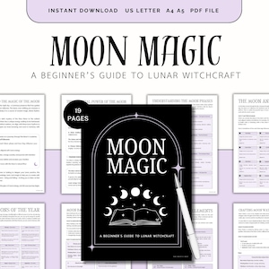Moon Magic Grimoire Pages, Book of Shadows, Moon Phases, Spells, Beginner Witch, Lunar Witchcraft, Rituals, Moon Journal, Dream Work, Moon