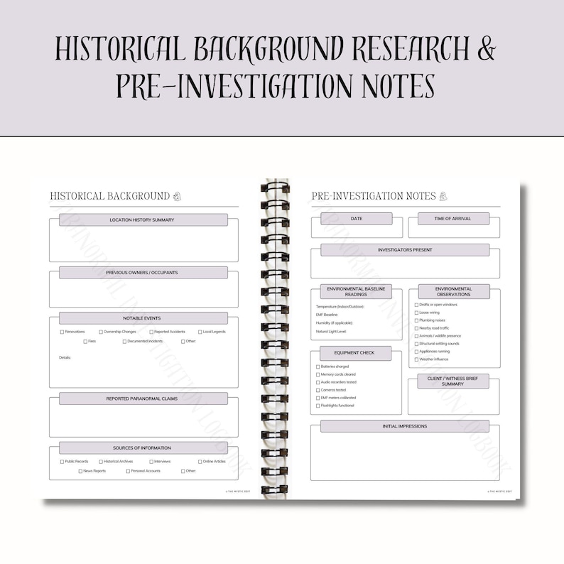 Paranormal Investigation Printable Journal, Ghost Hunting, Ghost ...