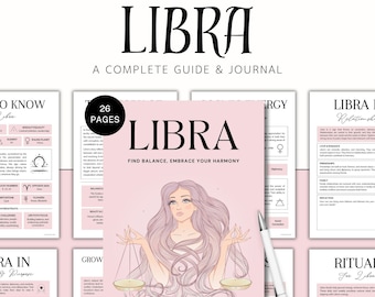 Libra Zodiac Star Sign Journal, Libra Self-Discovery Guide, Zodiac Guide, Astrology, Moon Rituals, Affirmations, Grimoire Pages, BOS, PDF