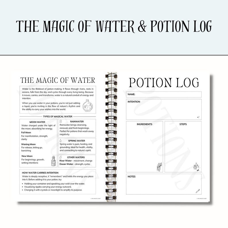Potion Book Examples Beginner’s Guide to Potions, Book of Shadows, Elixirs, Recipes, Wicca ...