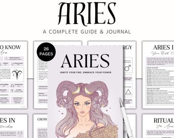 Aries Zodiac Star Sign Journal, Aries Self-Discovery Guide, Zodiac Planner, Astrology, Moon Rituals, Affirmations, Grimoire Pages, BOS, PDF