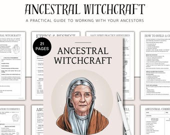 Guide et journal de sorcellerie ancestrale, Rituels ancestraux, Travail des ancêtres, Tarot, Livre des ombres, Guérison, Autoréflexion spirituelle, PDF