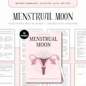 Period Tracker, Lunar Cycles, Moon Phases, Menstrual Moon, Women’s Health & Wellness, Ovulation, PMS PMDD, Menstrual Cycle, Astrology, PDF