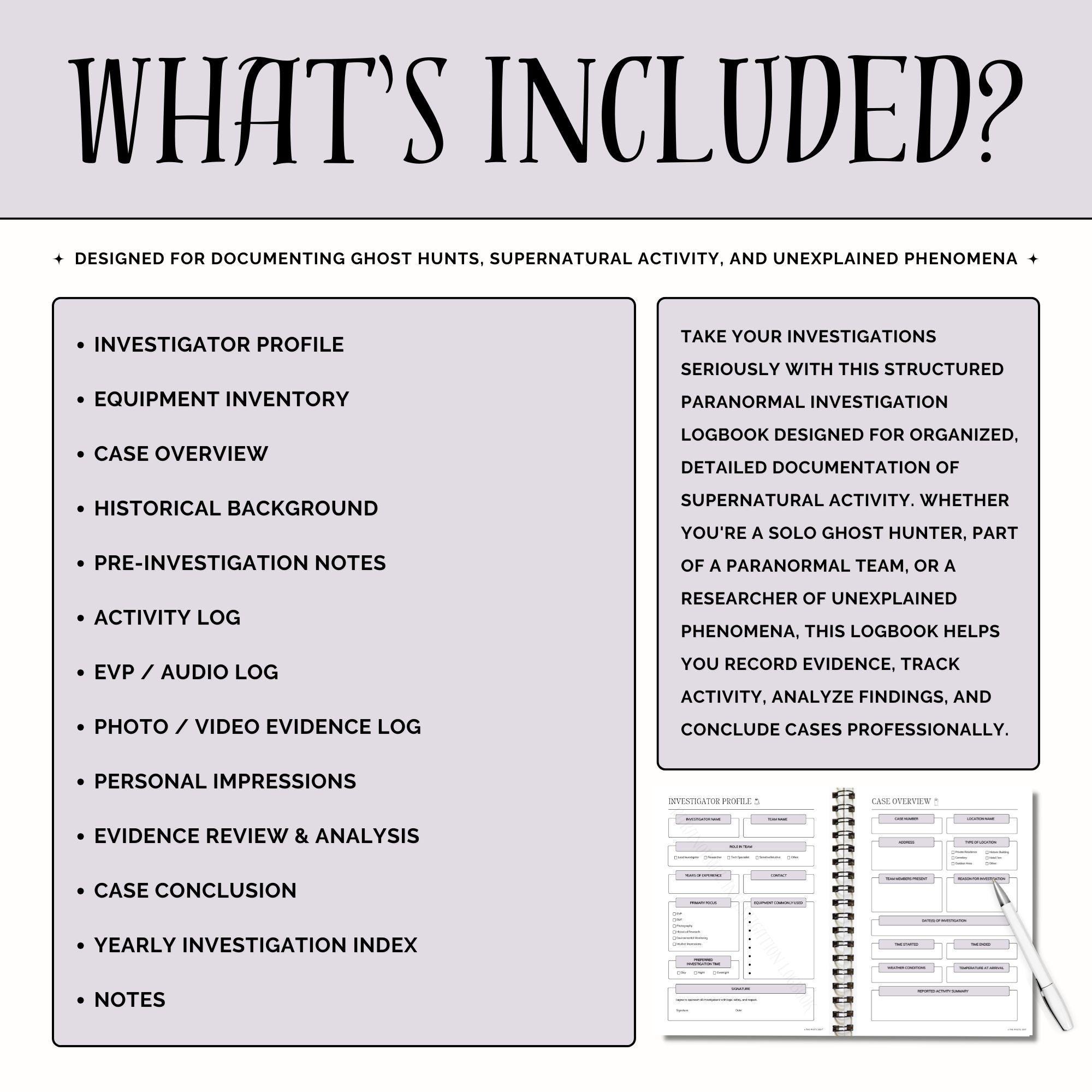 Paranormal Investigation Printable Journal, Ghost Hunting, Ghost ...