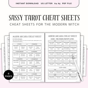Tarot Spickzettel zum Ausdrucken, Grimoire Seiten, Tarot Journal, Entsprechungen und Bedeutungen, Tarot Anfänger, Aufrechte und Umgekehrte Bedeutungen, PDF