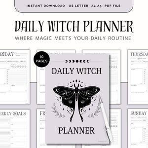 Daily Witch Planner, Tarot Journal, Spell & Ritual Organizer, Witchy To-Do List Journal, Moon Phase Tracker, Grimoire Pages, Astrology, ADHD