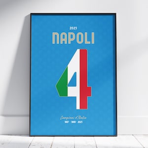 Napoli 2025 Fourth Scudetto Poster | Digital Download | Campioni d’Italia Wall Art | Italian Football Print | Forza Napoli Decor