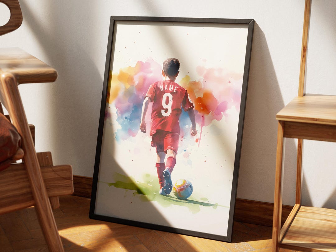 Personalized Liverpool Boy Poster | Custom Watercolor Soccer Print With ...