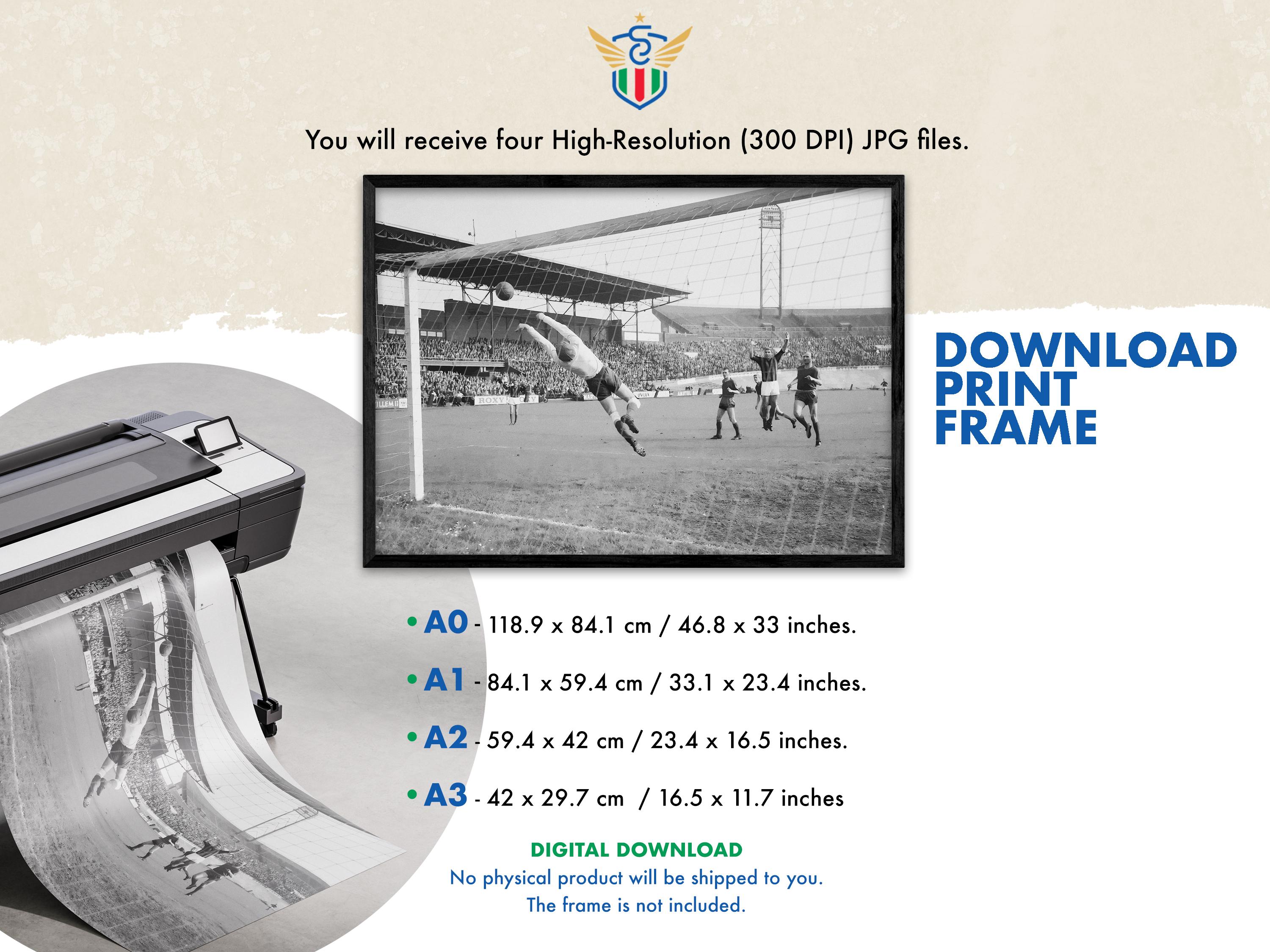 ヴィンテージサッカーゴールプリント：1963年オランダサッカーアート