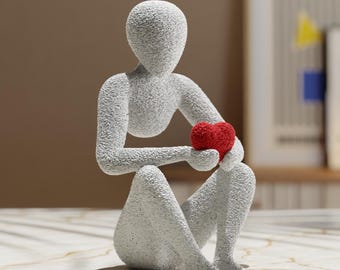 NOBODY – Embrace of Love | Modern Sculpture with Heart | Minimalist Decorative Figure