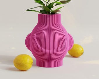 Lemonchick Vase – Designvase in Pink mit Smiley-Relief – Moderne Pop-Art Deko für Pflanzen & Trockenblumen