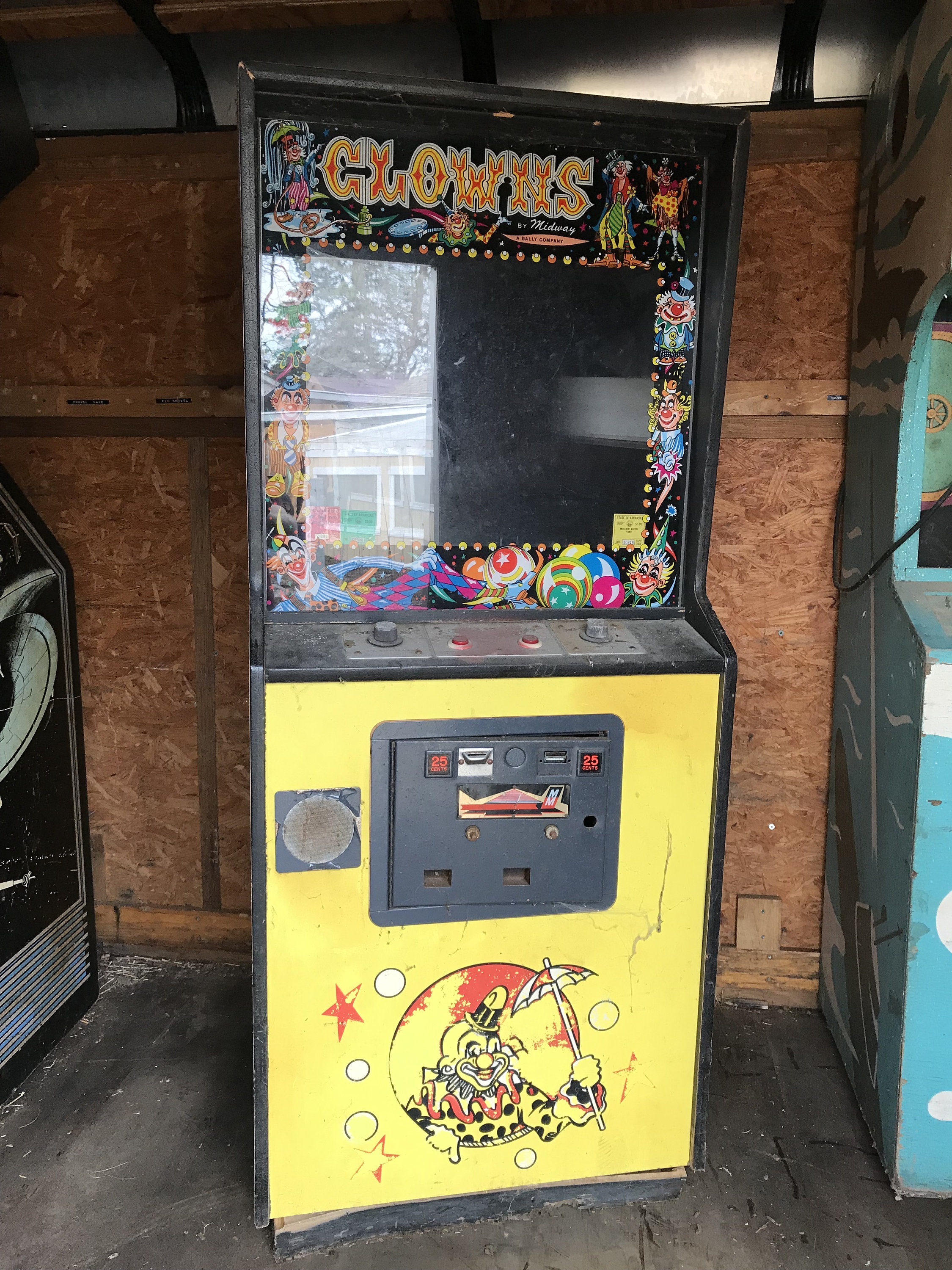 ドローイング『Classic Arcades』 Vintage Midway Clowns Arcade, Super RARE Coin Operated Video