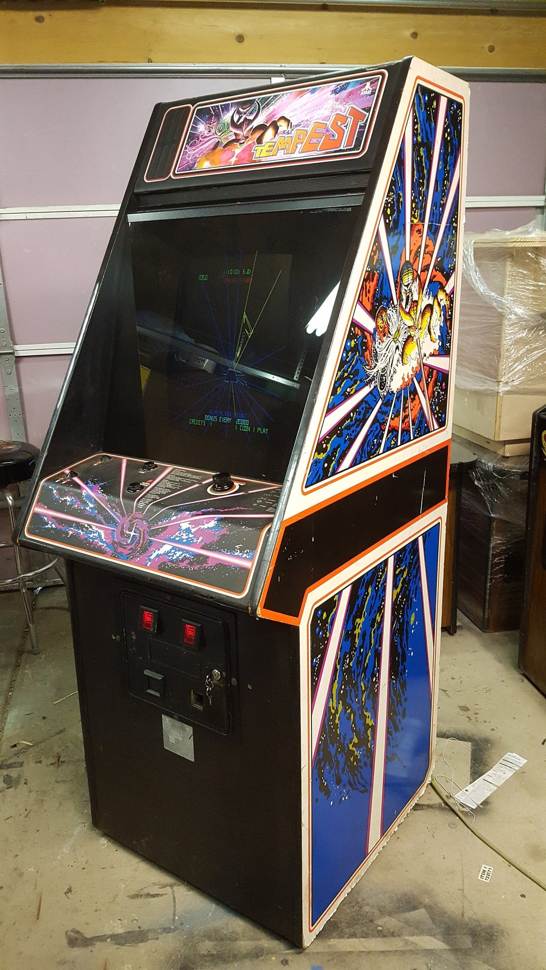 Atari TEMPEST Original Video Arcade Game Vintage REAL Full Size Game, 6