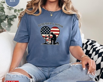 Memorial Day Shirt, Remember and Honor, Patriotic USA Shirt, Military Veteran Tee, 4th of July Shirt, American Flag Shirt, Proud Veteran Tee