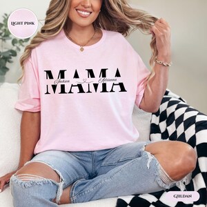 Camiseta personalizada para mamá con nombre de niño, camiseta para mamá, sudadera personalizada para mamá, regalo personalizado para mamá, sudadera para mamá, camiseta de regalo para el Día de la Madre