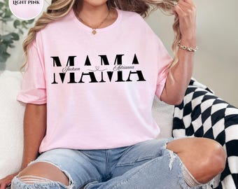 Custom Mama Shirt with Kid name, Mother T-Shirt, Personalized Mom Sweatshirt, Custom Gift for Mother, Mama Sweatshirt, Mother's day Gift Tee
