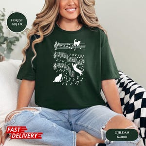Cats Musical Notes T-Shirt, Cat And Music Shirt, Musical Cat Unisex Shirt, Musician Tee, Music Lover Gift, Animal Prints,Kitty Playing Music