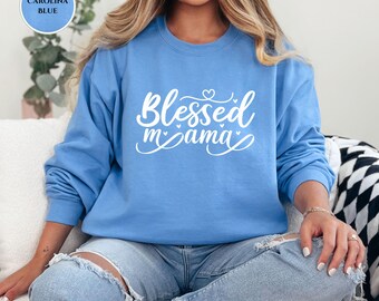 Sudadera "Mamá Bendita", sudadera para madre, camiseta "Vida de Mamá", regalo lindo para mamá, regalo para el Día de la Madre, nueva mamá, sudadera para mamá, sudadera para el Día de la Madre