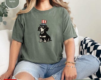 4th of July Dachshund Shirt, USA Dog Shirt, Dachshund Gift, Independence Day Dog Mom T-Shirt, Patriotic Dog Sweatshirt, Doxie Mom Shirt