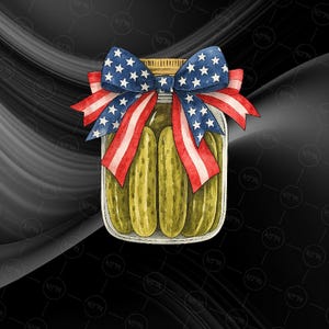 Sottaceti patriottici png, barattolo di sottaceti del 4 luglio png, cibo americano divertente png, download digitale