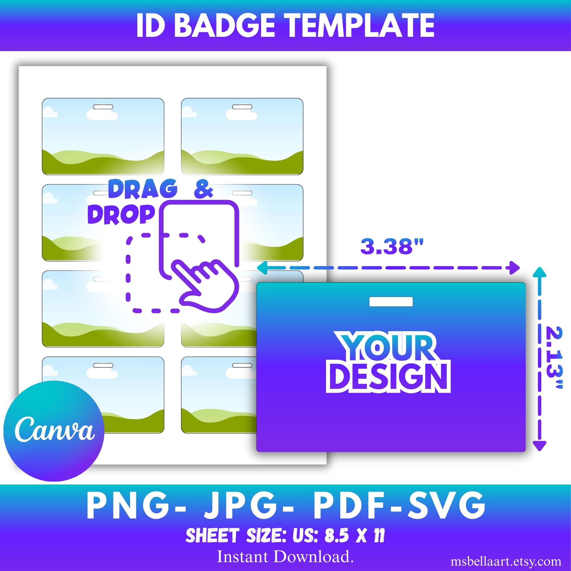 Editable ID Badge Template for Canva, Employee Name Tag, Staff ...