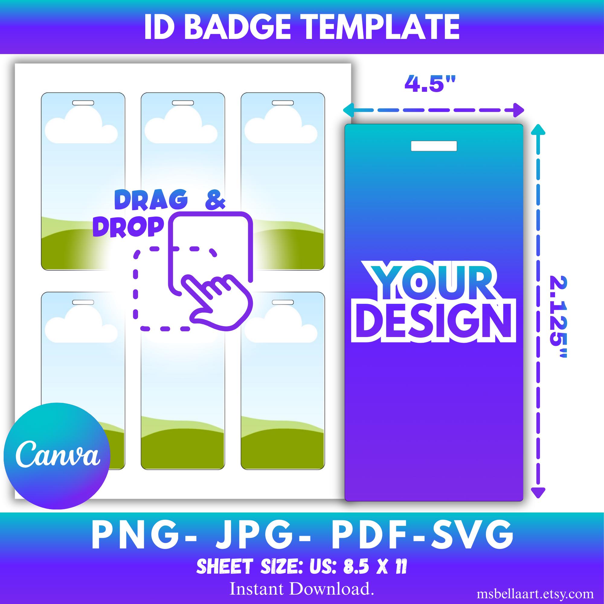 Editable ID Badge Template for Canva, Employee Name Tag, Staff ...
