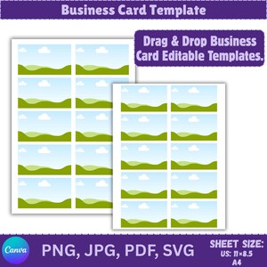 Business Card Template,Canva Editable 3.5” x 2” Business Card Frame Template,Blank Business Card,SVG PNG,DIY Business Card For Professionals