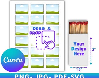 Matchbox Label Template, Match Book Svg, Matchbox Template, Match Box, Match Box Sticker, Blank Temple Canva Editable