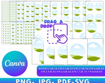 Circle Template Bundle, bearbeitbare Canva Circle Template. Mehrzwecketiketten Vorlage Kreisaufkleber Runde Etikettenvorlage, PNG, JPG, PDF