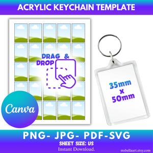 Acrylic Keychain Template, Rectangle Keychain Template Svg, Sublimation Template, Keychain Personalized Canva Editable