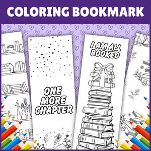 Printable Coloring Bookmarks, Bookmark Coloring Pages for Kids/Adult Printable Color your Own Book Marks Instant Download DIY Kids Activity