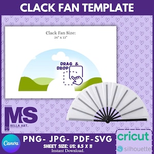 Clack Fan Printable, Chinese Fan Template for Sublimation | Festival Hand Fan Printable & Canva Editable Clack Fan Design Png, Jpg, Pdf, Svg