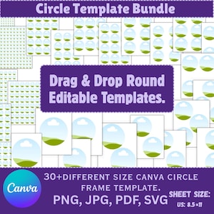 Circle Template Bundle, Editable Canva Circle Template, Multipurpose Labels Template, Circle Sticker, Round Label Template, PNG, JPG, PDF