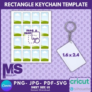 Rectangle Keychain Template, Custom Keychain frame, Acrylic Keychain  Keychain Personalized, Canva Editable keychain, png, jpg pdf, svg