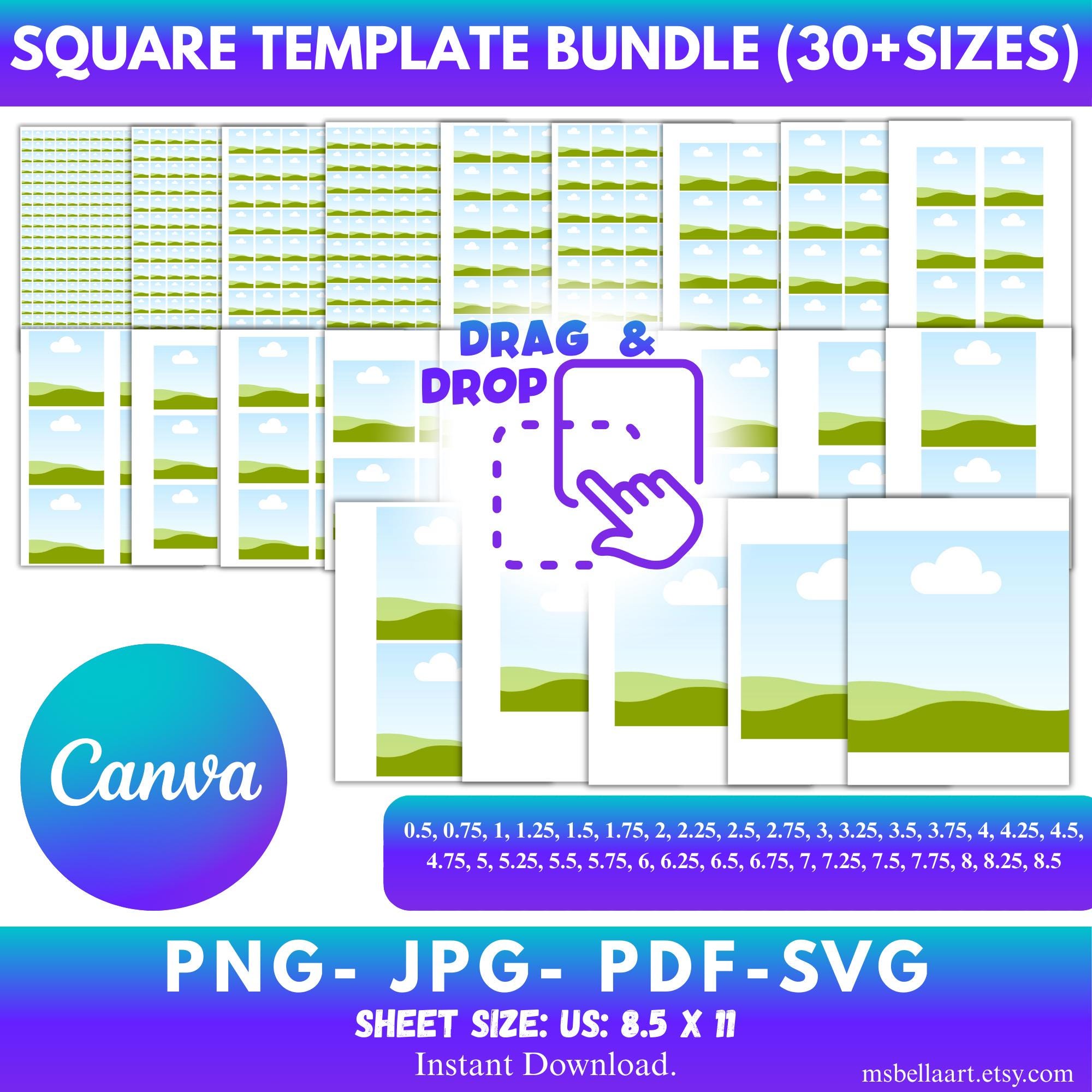 Square Template Bundle, Editable Canva Square Template, Multipurpose ...