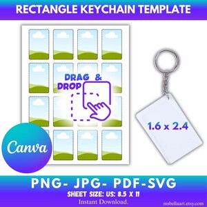 Rectangle Keychain Template, Custom Keychain frame, Acrylic Keychain  Keychain Personalized, Canva Editable keychain, png, jpg pdf, svg
