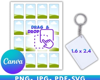 Rechteckige Schlüsselbundvorlage, benutzerdefinierter Schlüsselbundrahmen, Acrylschlüsselbund Schlüsselbund personalisiert, Canva bearbeitbarer Schlüsselbund, png, jpg pdf, svg
