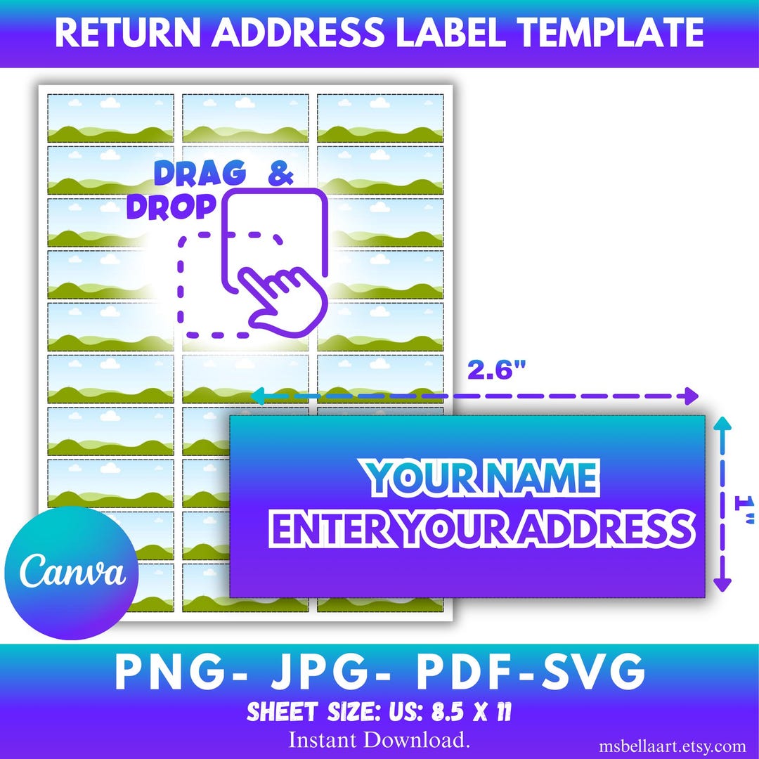 Custom Return Address Labels, Canva Editable Mailing Template, Small ...