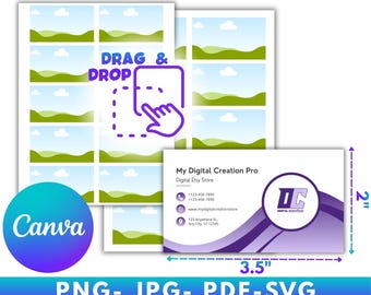 Business Card Template, Canva Editable 3.5" x 2" Business Card Frame Template, Blank Business Card, Card For Professionals