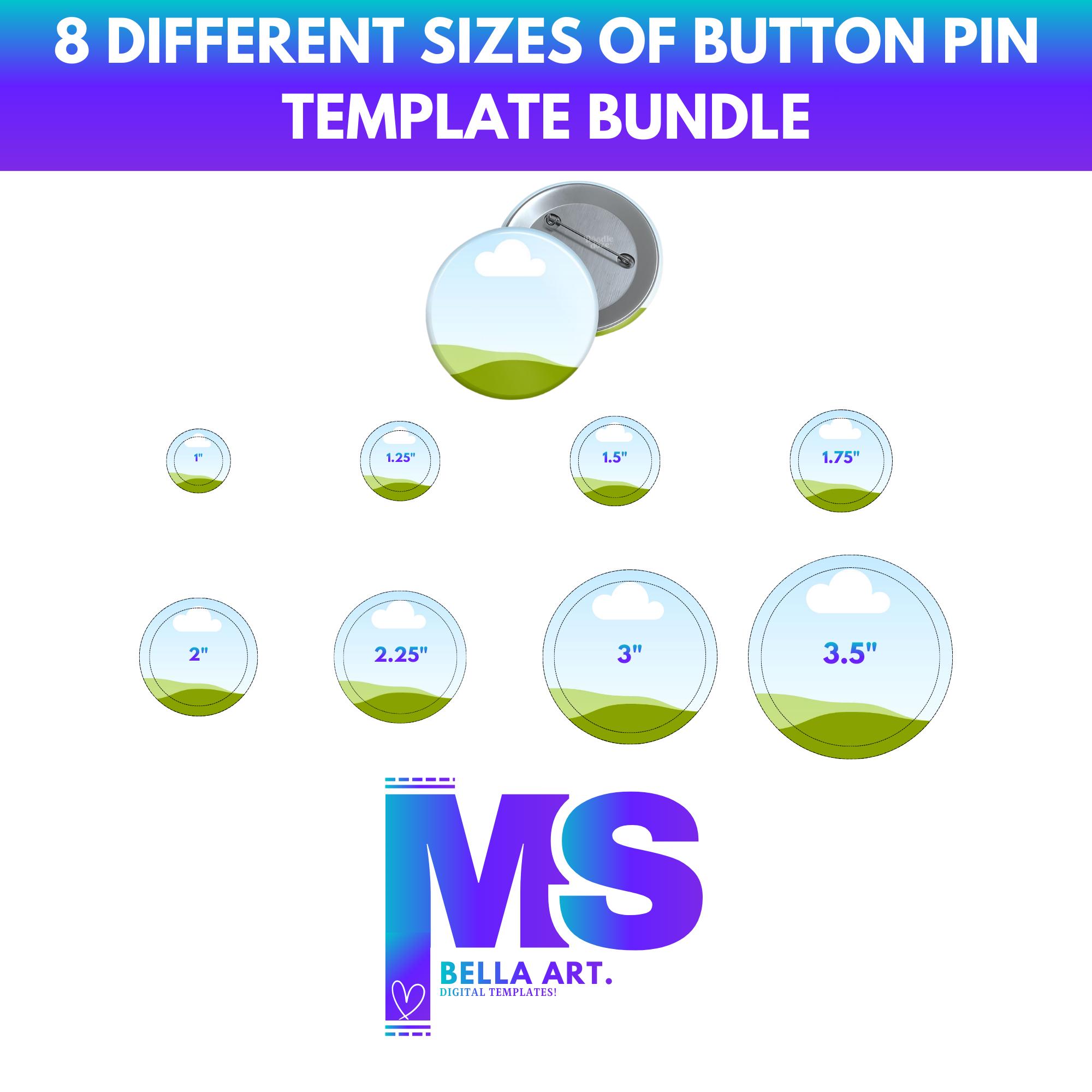 Button Pin Template BUNDLE, Editable CANVA Frame, Button Pin Labels ...
