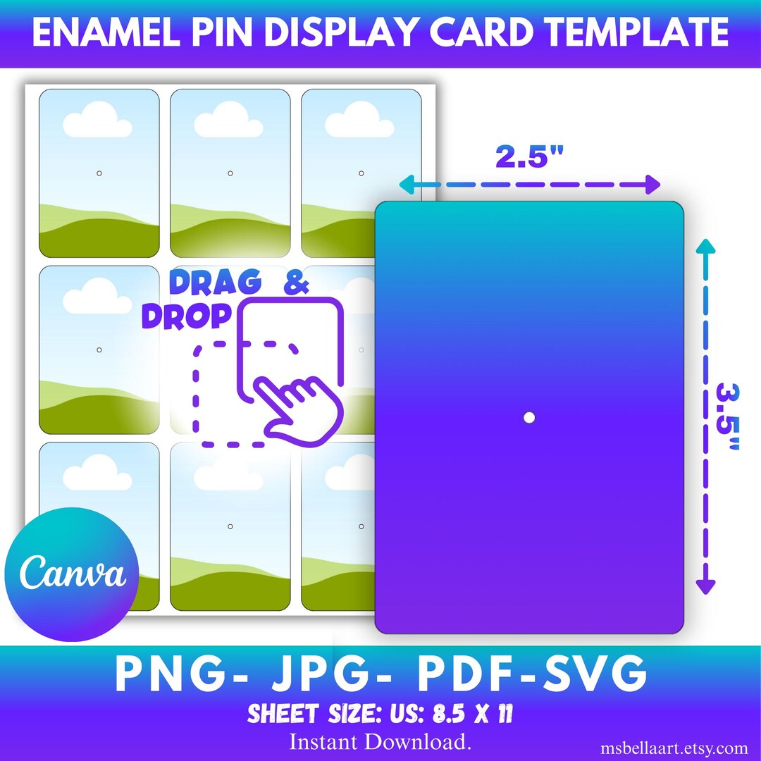 Enamel Pin Display Card Template SVG, Keychain Backer Card Template ...