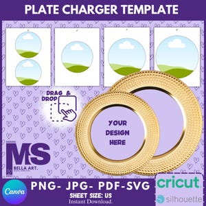Plate Charger Template BUNDLE, Plate Insert Template,  Circle Template, Round Charger Template, Round Blank Plate Printable Canva Editable