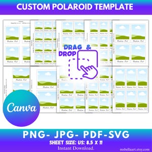 Plantilla de marco Polaroid de Canva para crear un libro de visitas memorable. Arrastre y suelte el marco Polaroid para una fácil edición de fotos (PNG/JPG/PDF).
