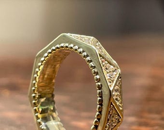 Geometric  Band | Pave  Statement Ring | Luxury Wedding Band | Modern Anniversary  | Handmade Fine Jewelry