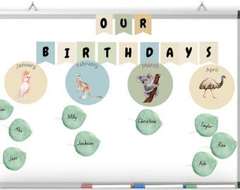 Australian Animal Birthday Display for Classroom Digital Download and Print