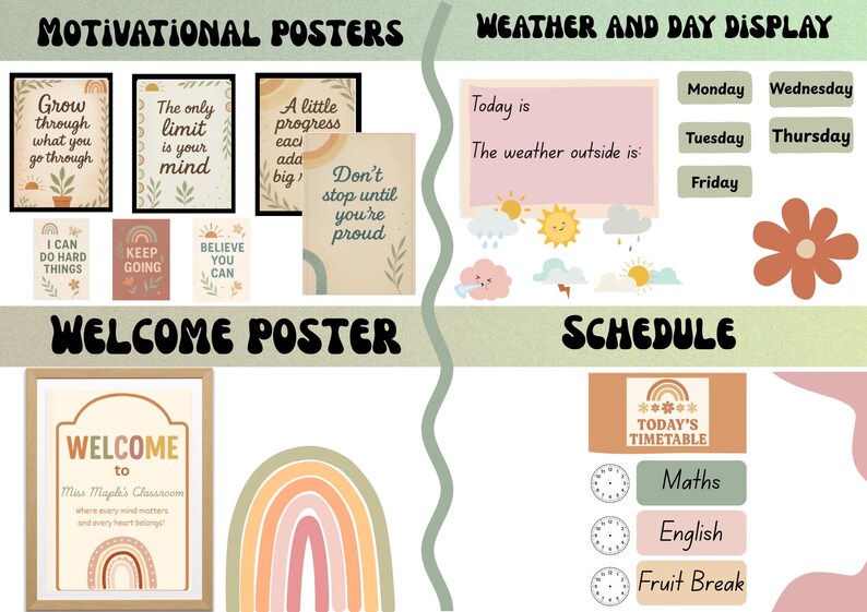 Editable Boho Classroom Decor Bundle – Modern Theme (digital Download ...