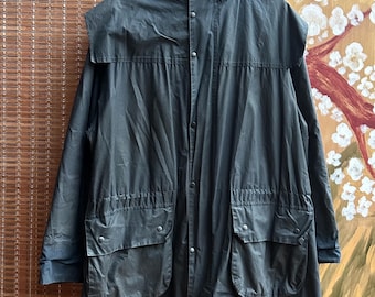 vintage Barbour A6 Doublé Durham Wax Veste à Capuche Taille C38/97 CM