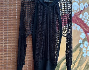 Vintage Jean Paul Gaultier Crochet Knit Top: Openwork Flutter