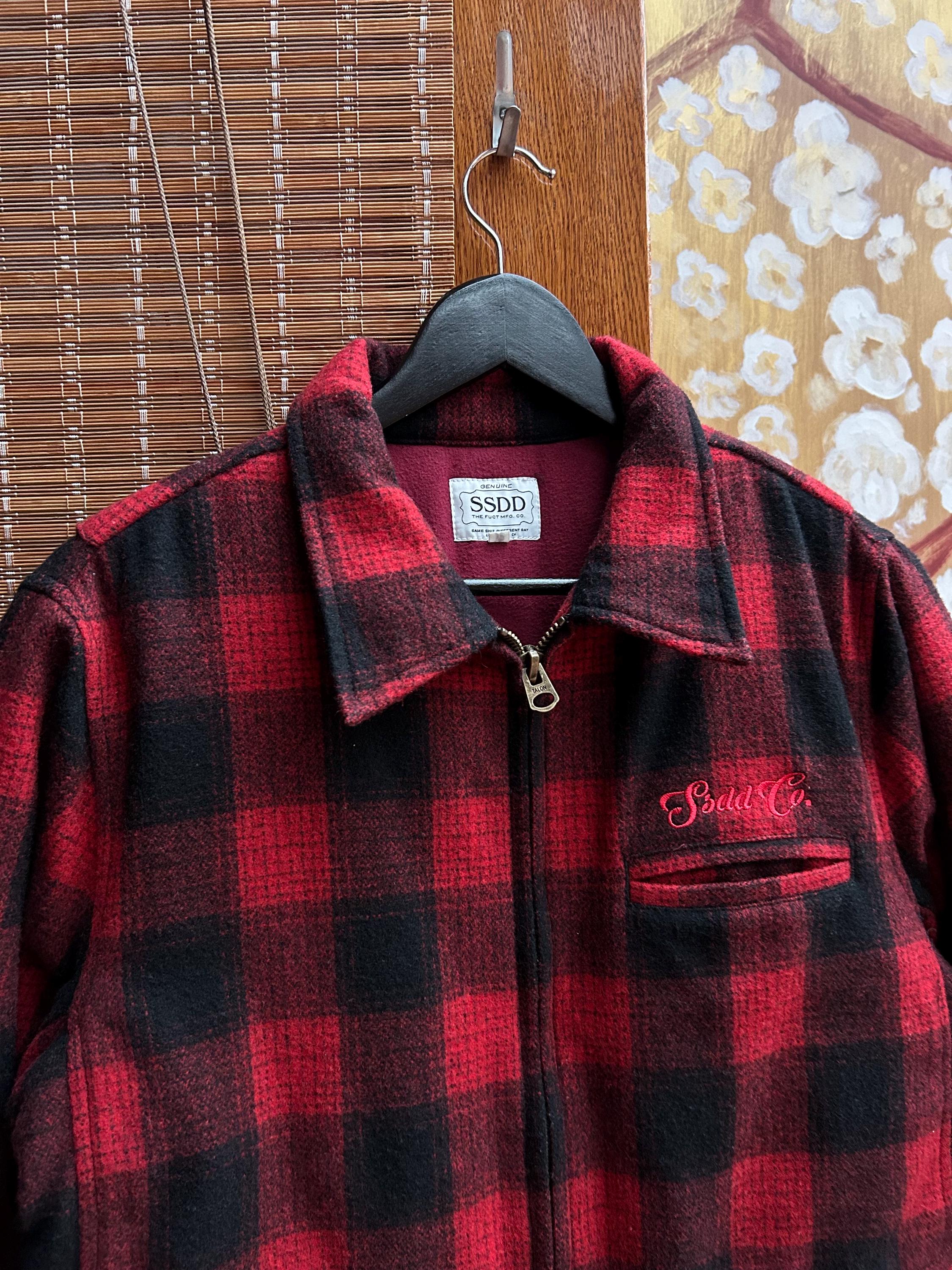 FUCT SSDD Red Buffalo Plaid Work Sports Jacket Size M Talon Zip - Etsy