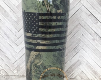 Personalized Camouflage Tumbler- Custom Camo American Flag Water bottle, Best Dad Ever Gift for Dad, Outdoor Hunter Gift Ideas
